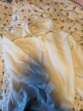 TNA White Collared Pullover Sweatshirt